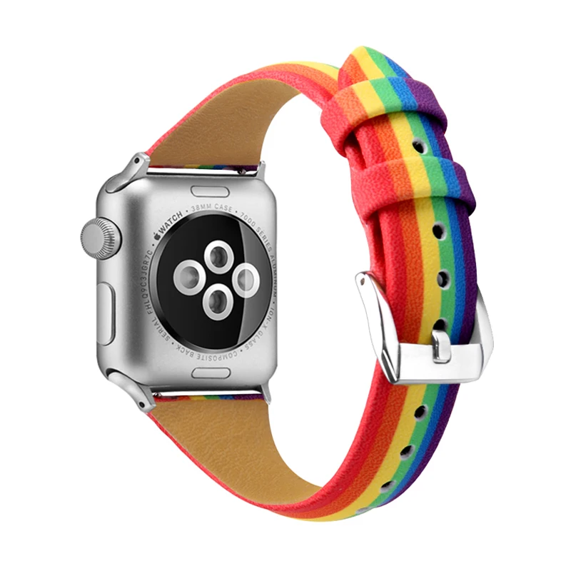Кожаный ремешок для Apple Watch 44 мм/40 мм iWatch 38 42 Pride Edition часов apple watch 6 se 5 4 3 2 1 браслет |