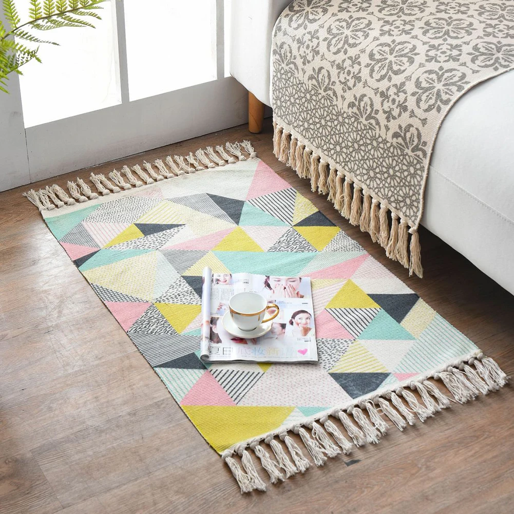 Cotton Area Rug Boho Vintage Printed Rugs with Tassels Non-Slip Hand Woven Floor Mat for Living Room Bedroom Kitchen 60x90 cm
Cotton Area Rug Boho Vintage Printed Rugs with Tassels Non-Slip Hand Woven Floor Mat for Living Room Bedroom Kitchen 60x90 cm