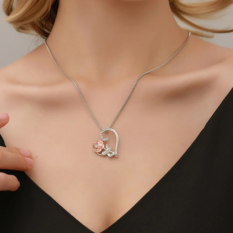 New Love Rose Zircon Necklace Necklace Women's Silver Colour Romantic Gift European and American Fashion Jewelry
New Love Rose Zircon Necklace Necklace Women's Silver Colour Romantic Gift European and American Fashion Jewelry