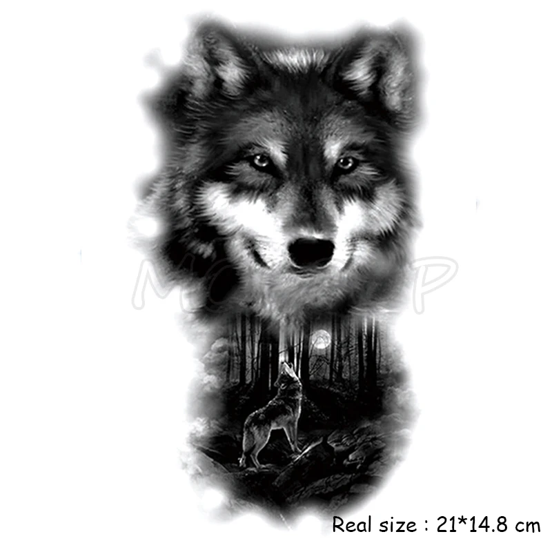 Temporary Tattoo Stickers Black Wolf Forest Moon Fake Tatto Waterproof Tatoo Back Leg Arm Belly Big Size for Women Men Girl
Temporary Tattoo Stickers Black Wolf Forest Moon Fake Tatto Waterproof Tatoo Back Leg Arm Belly Big Size for Women Men Girl