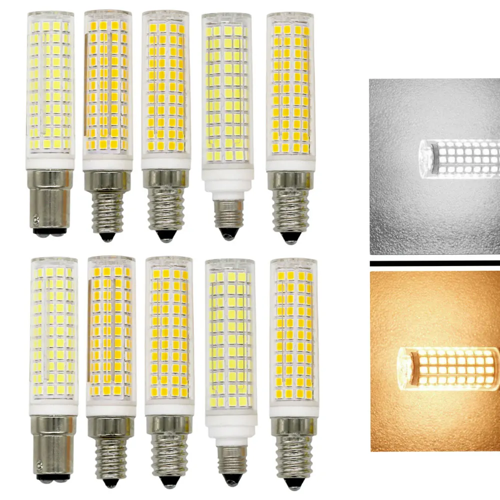 

10Pcs Dimmable LED Bulb 15W E14 E12 E11 BA15D LED Corn Crystal Chandelier Light Source LED Ceramic Lamp 136 leds 110V 220V