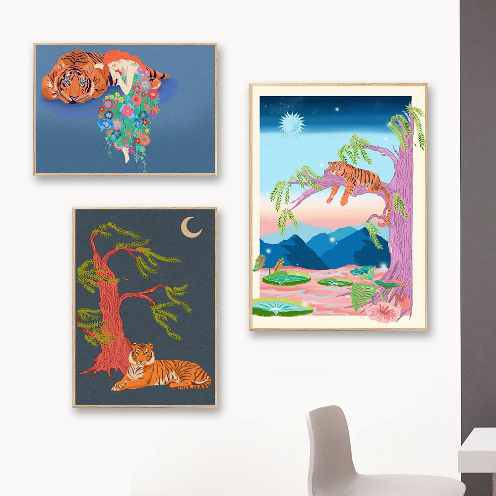 Chinese Style Tiger Tree Moon Poster Animal Canvas Painting On The Wall Nordic Art Print Morden Picture For Living Room Decor
Chinese Style Tiger Tree Moon Poster Animal Canvas Painting On The Wall Nordic Art Print Morden Picture For Living Room Decor