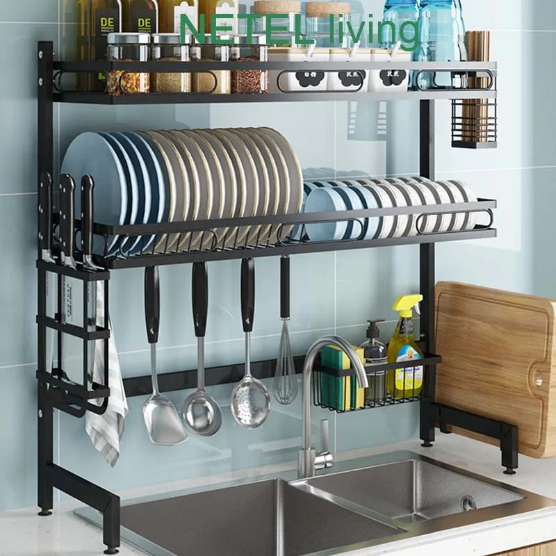NETEL Over the Sink Dish Drying Rack 2 Tier Carbon Steel Dish Dryer Rack for Kitchen Organizer Storage Space Saver Shelf Black 
NETEL Over the Sink Dish Drying Rack 2 Tier Carbon Steel Dish Dryer Rack for Kitchen Organizer Storage Space Saver Shelf Black