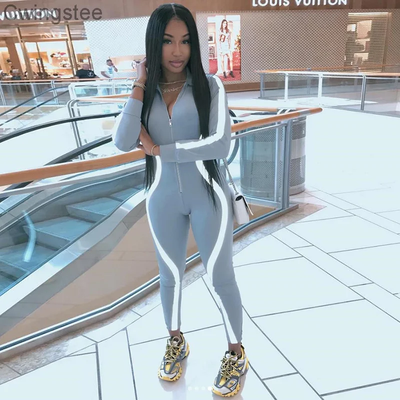 Holographic Patchwork Long Jumpsuit Zipper Front Long Sleeve Bodysuit Black Skinny Women Streetwear Overalls for Women
Holographic Patchwork Long Jumpsuit Zipper Front Long Sleeve Bodysuit Black Skinny Women Streetwear Overalls for Women