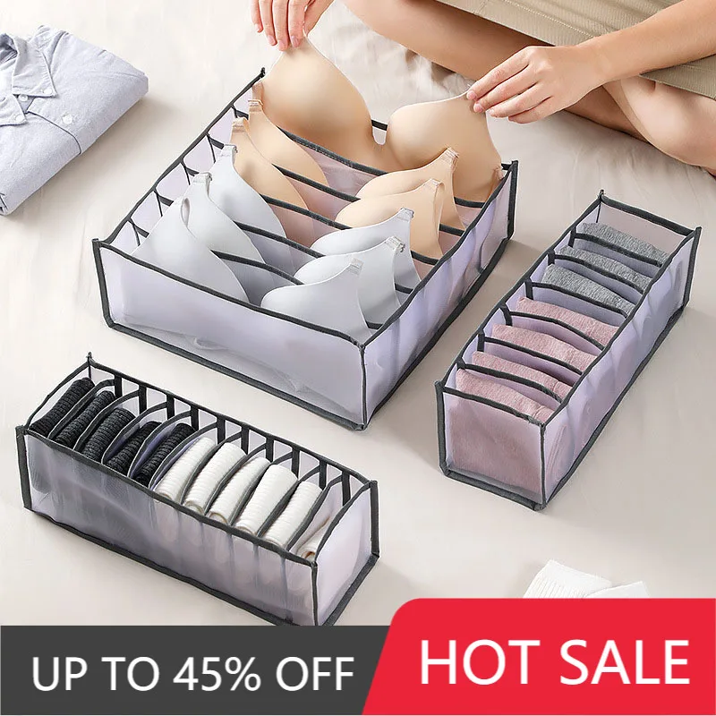 Net Yarn Underwear Storage Box Socks Dormitory Closet Storage Box Household Multi-compartment Foldable Divided Storage Box 
Net Yarn Underwear Storage Box Socks Dormitory Closet Storage Box Household Multi-compartment Foldable Divided Storage Box