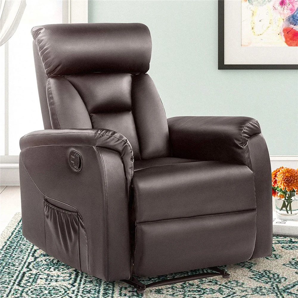 PU Leather Recliner Heat Massage Lumbar Support Overstuffed Single Seat Sofa Chair with Storage Pockets Furniture Living Rome
PU Leather Recliner Heat Massage Lumbar Support Overstuffed Single Seat Sofa Chair with Storage Pockets Furniture Living Rome