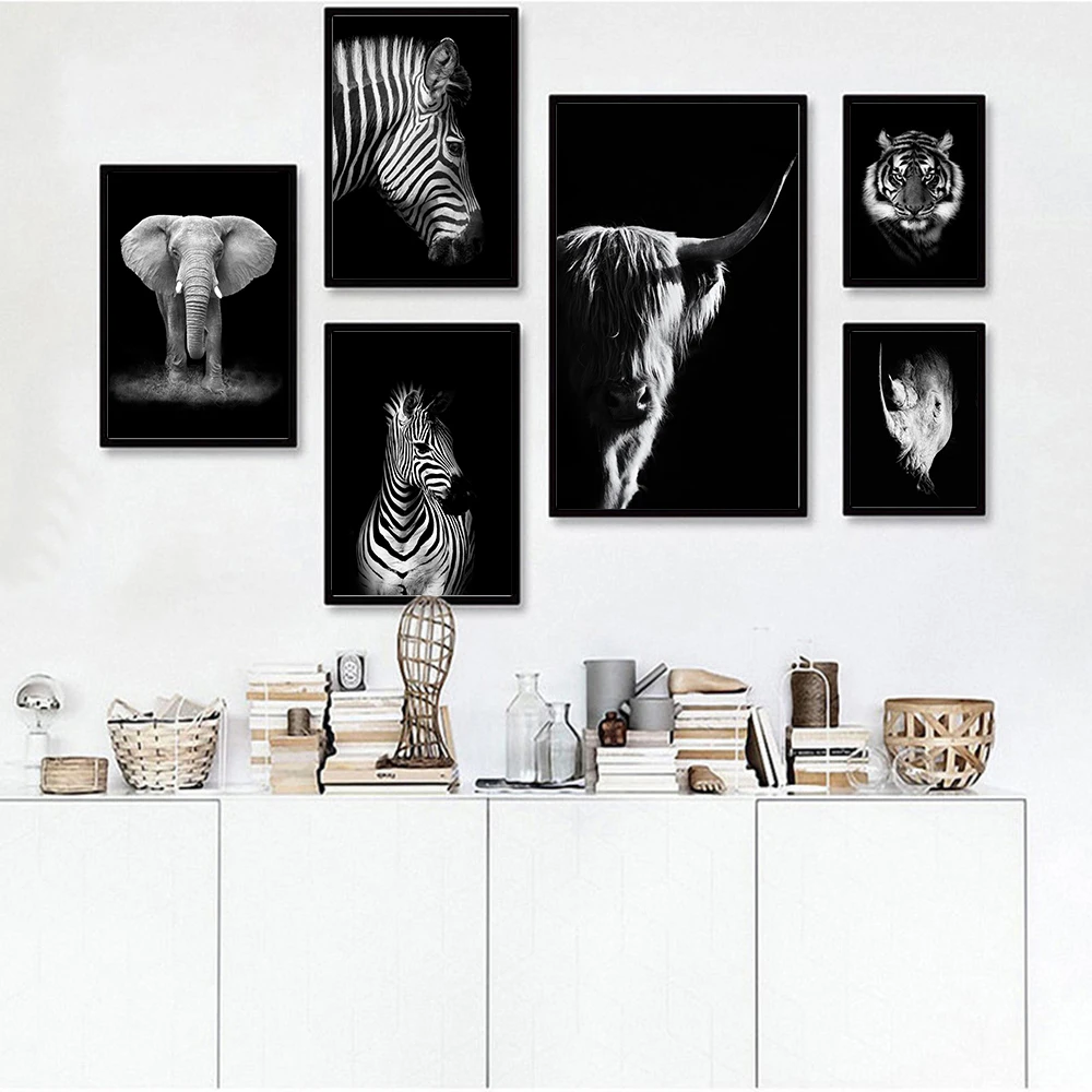CNPAINTING холст картины черный белый цвет фотографии животных Wall Art Для Гостиная