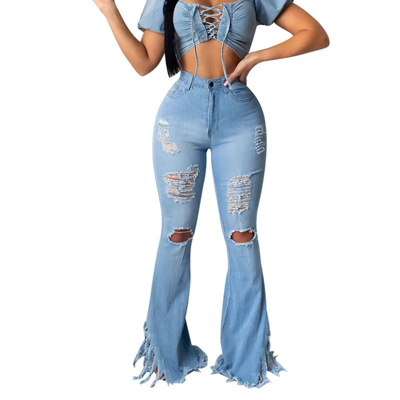 Sexy Ripped Jeans for Women High Waist Jeans Skinny Trousers Hollow Out Tassels Vintage Stretch Denim Flare Pants
Sexy Ripped Jeans for Women High Waist Jeans Skinny Trousers Hollow Out Tassels Vintage Stretch Denim Flare Pants