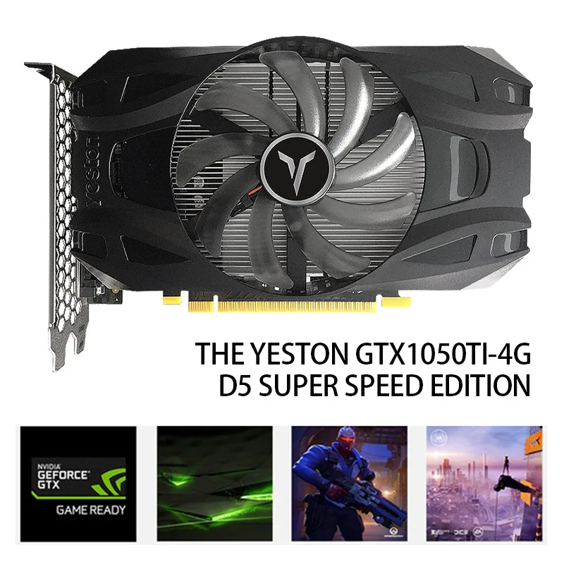 Yeston GTX1050Ti-4G D5 TD Gaming Graphics Card 1291-1392MHz/7008MHz 4G/128bit/GDDR5 Memory DVI-D/HD MI/DP Video Card For Desktop 
Yeston GTX1050Ti-4G D5 TD Gaming Graphics Card 1291-1392MHz/7008MHz 4G/128bit/GDDR5 Memory DVI-D/HD MI/DP Video Card For Desktop