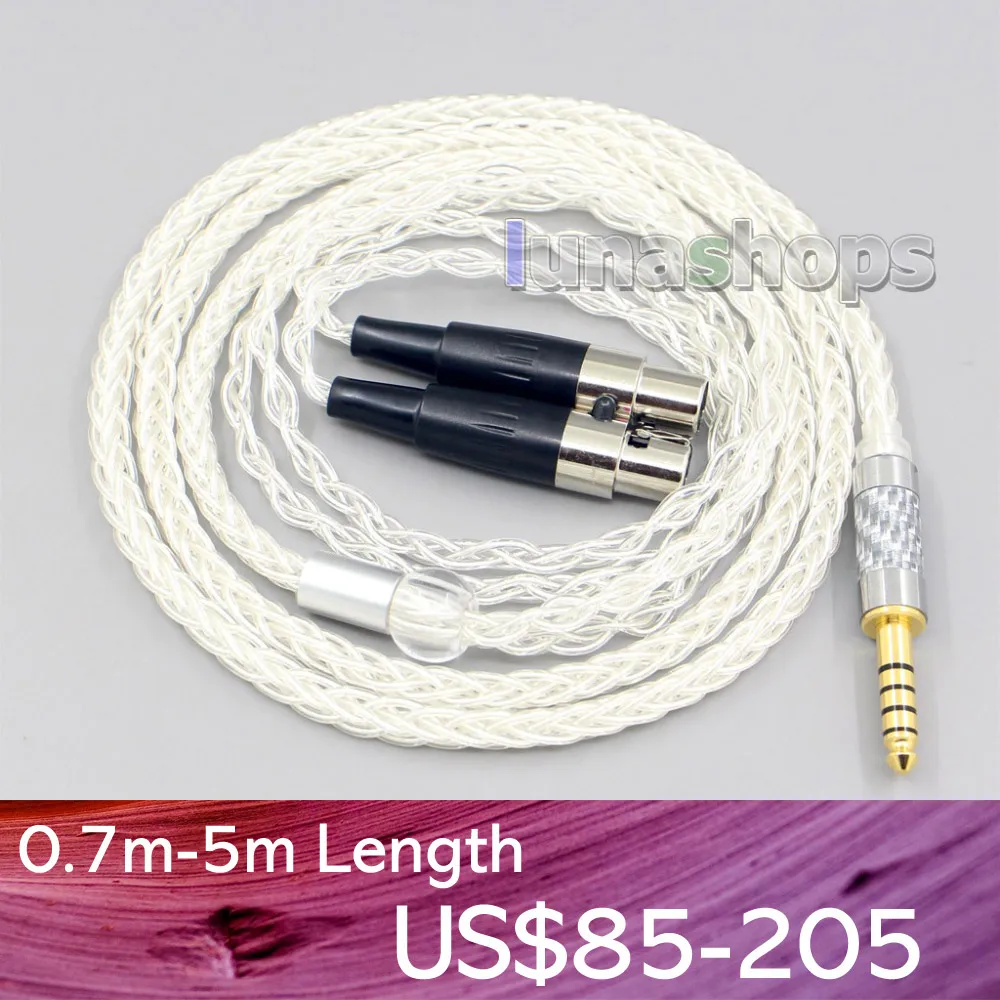 

LN006452 99% Pure Silver 8 Core XLR Headphone Earphone Cable For HEDD Air Motion Transformer HEDDphone ONE