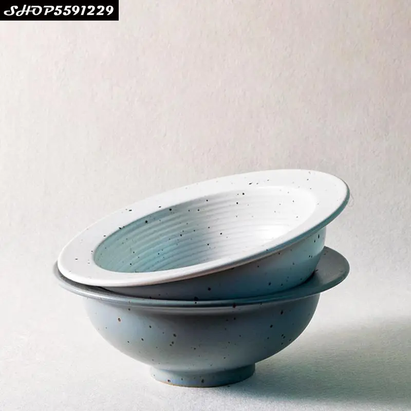

Japanese Style Ceramic Straw Hat Bowl Retro Dinner Plate Creative Home Round Fruit Salad Noodle Soup Bowl Restaurant Tableware