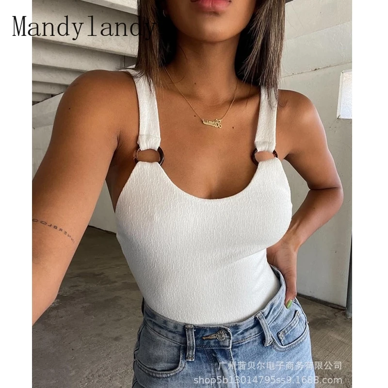 Mandylandy Vest Summer Fashion Sleeveless Backless Slim Fit Spaghetti Strap Vest Women's Sexy Solid Color O-Neck Vest
Mandylandy Vest Summer Fashion Sleeveless Backless Slim Fit Spaghetti Strap Vest Women's Sexy Solid Color O-Neck Vest