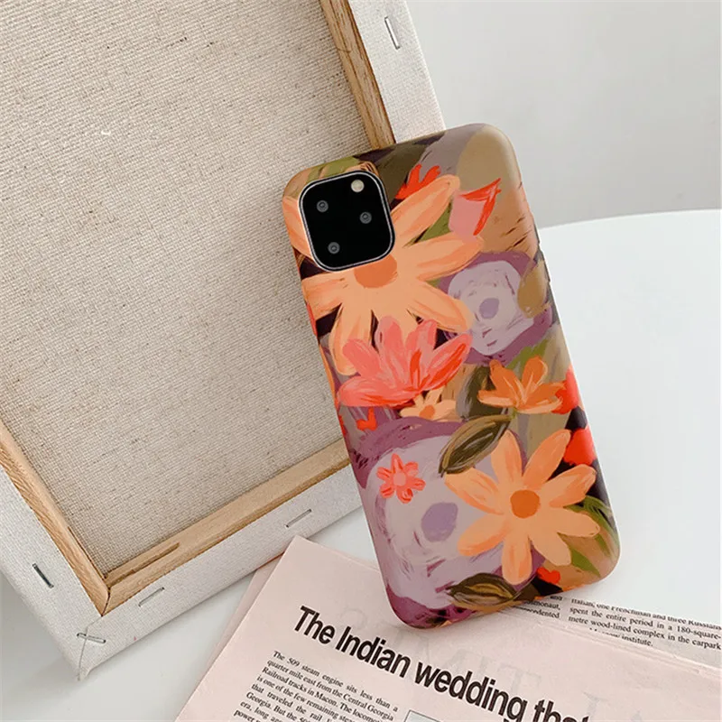 Для iPhone 11 Pro XS MAX XR X чехол силиконовый Ретро Подсолнечник картина маслом милый для