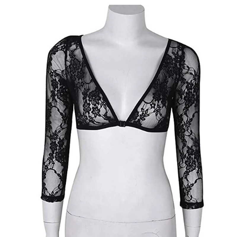 Tees Women Sexy Lingerie Fashion See Through Floral Lace 3/4 Length Sleeve Slip-on Short Shirts Crop Top For Party Nightwear
Tees Women Sexy Lingerie Fashion See Through Floral Lace 3/4 Length Sleeve Slip-on Short Shirts Crop Top For Party Nightwear