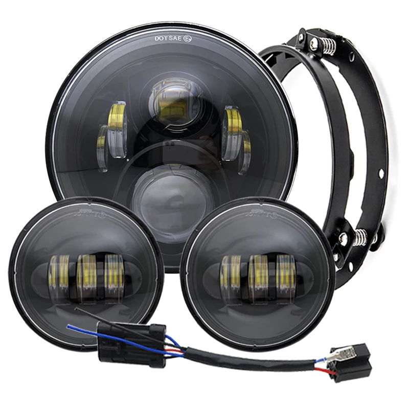 For Motorcycle Light Electra Glide Softail Fat Boy Touring 7 Inch Motor LED Headlight with 4.5 Inch Fog Lamps 7" bracket.
For Motorcycle Light Electra Glide Softail Fat Boy Touring 7 Inch Motor LED Headlight with 4.5 Inch Fog Lamps 7" bracket.