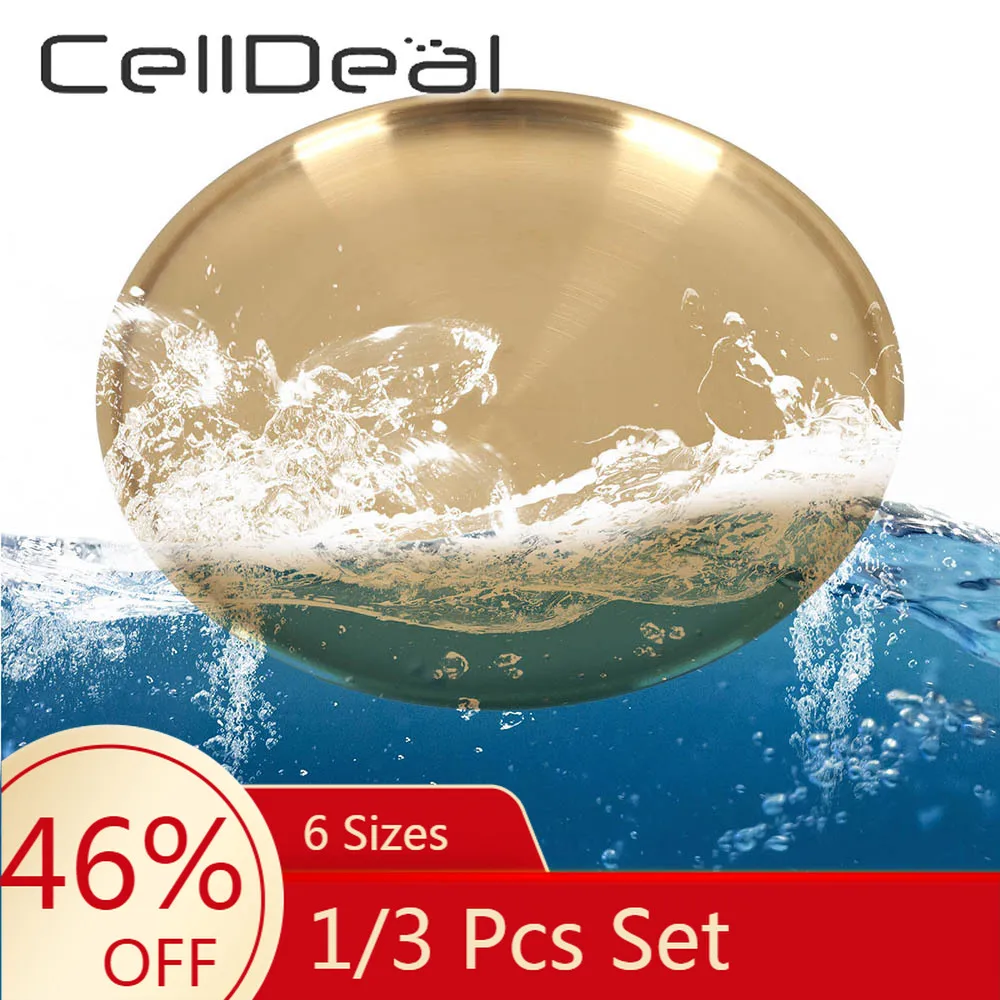 1/3 Pcs Multisize Gold Plating Round Dinner Plate Luxurious Stainless Steel Serving Dishes Fruit Salad Snack Dessert Steak Tray
1/3 Pcs Multisize Gold Plating Round Dinner Plate Luxurious Stainless Steel Serving Dishes Fruit Salad Snack Dessert Steak Tray