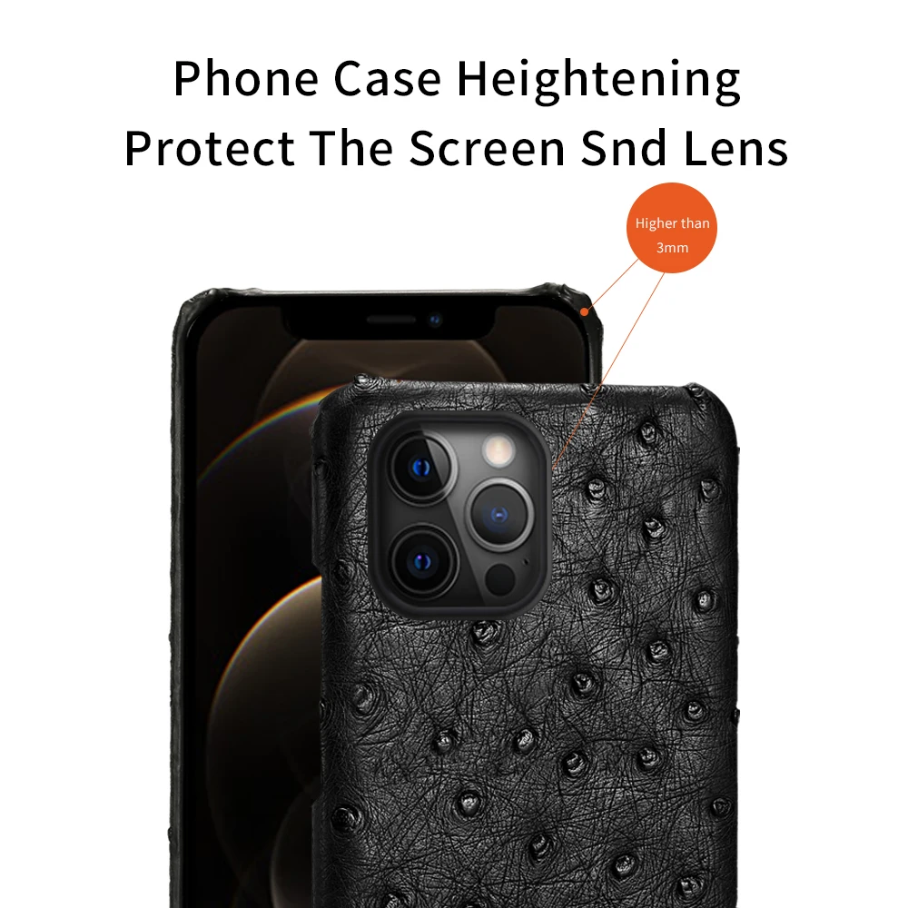 100% Natural Ostrich Phone Case for iPhone 12 Pro Max 12 Mini 11 Pro Max X XS Max XR 8 Plus 5 6 6s 7 Plus SE 2020 luxury Cover
100% Natural Ostrich Phone Case for iPhone 12 Pro Max 12 Mini 11 Pro Max X XS Max XR 8 Plus 5 6 6s 7 Plus SE 2020 luxury Cover