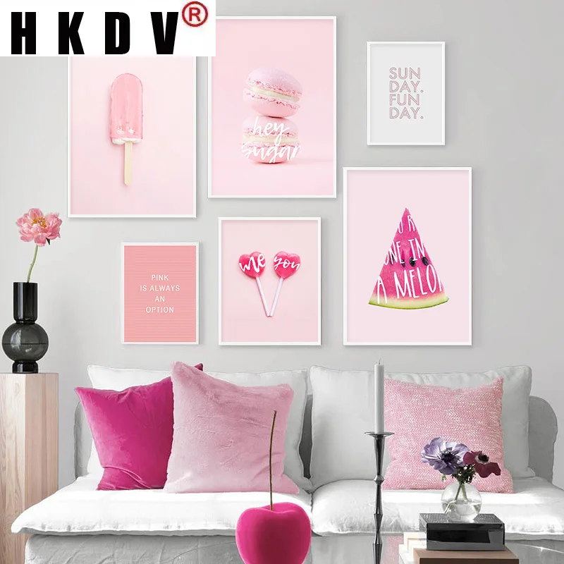 HKDV Pink Candy Ice Cream Watermelon Macaron Canvas Painting Wall Art Print Poster Picture Modern Living Room Home Decoration
HKDV Pink Candy Ice Cream Watermelon Macaron Canvas Painting Wall Art Print Poster Picture Modern Living Room Home Decoration