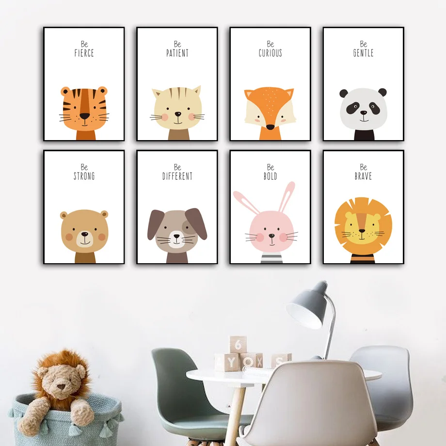 Lion tiger Bear Rabbit Fox Cat Dog Quotes Wall Art Canvas Painting Nordic Posters And Prints Wall Pictures Baby Kids Room Decor
Lion tiger Bear Rabbit Fox Cat Dog Quotes Wall Art Canvas Painting Nordic Posters And Prints Wall Pictures Baby Kids Room Decor