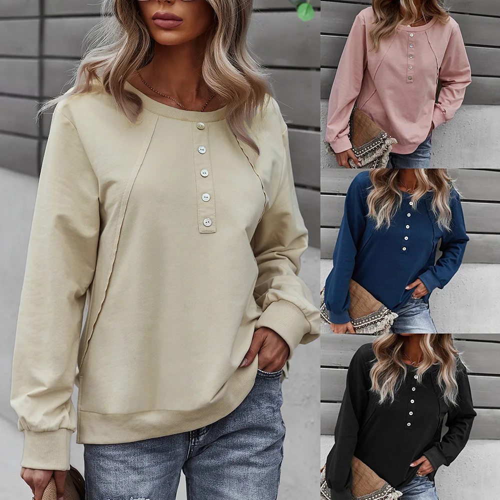 Women Pink Casual Autumn Sweatshirt Solid Color Long Sleeve Fashion Button Pullover Office Ladies Regular Top Streetwear Sweater
Women Pink Casual Autumn Sweatshirt Solid Color Long Sleeve Fashion Button Pullover Office Ladies Regular Top Streetwear Sweater