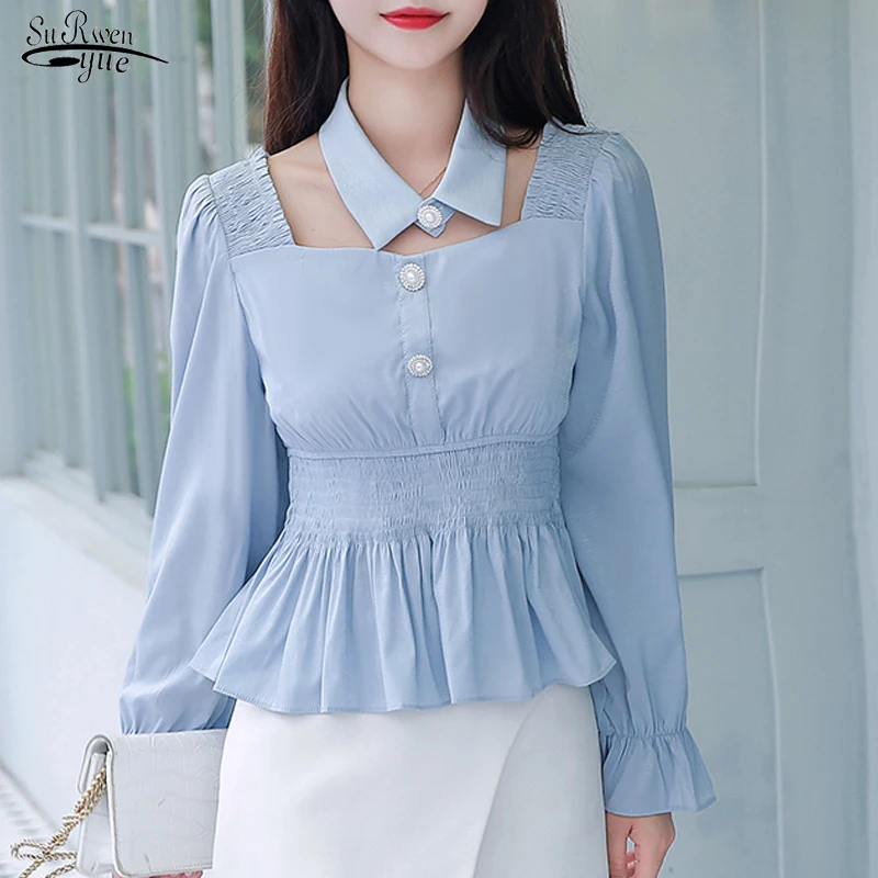 2022 Casual Elegant Solid Pleated Women Blouse Autumn Puff Long Sleeve Chiffon Shirt for Women Blue Pullover Ladies Tops 11044
2022 Casual Elegant Solid Pleated Women Blouse Autumn Puff Long Sleeve Chiffon Shirt for Women Blue Pullover Ladies Tops 11044