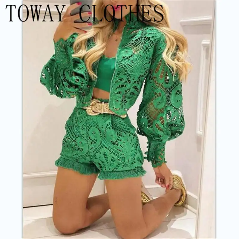 Round Neck Long Sleeve Lace Contrast Hollow-Out Shorts With Lantern Sleeve Coat Solid Hollow-out Puff Sleeve Sexy Short Sets
Round Neck Long Sleeve Lace Contrast Hollow-Out Shorts With Lantern Sleeve Coat Solid Hollow-out Puff Sleeve Sexy Short Sets
