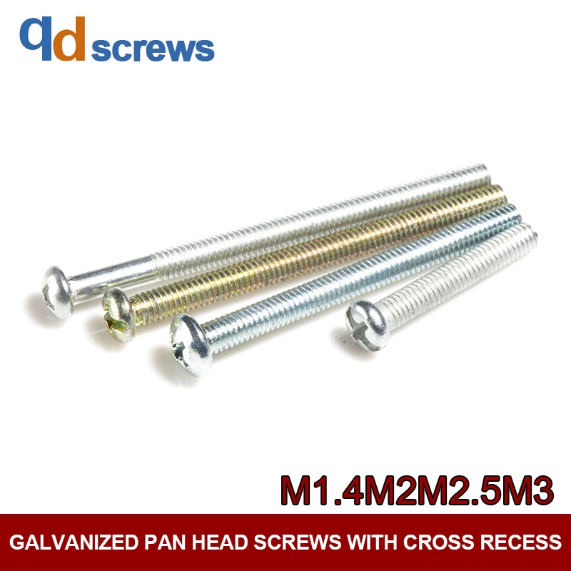 4.8 M1.4M2M2.5M3 Pan head screws with cross recess cross Phillips round head screw galvanized round head GB818 DIN7985 ISO 7045
4.8 M1.4M2M2.5M3 Pan head screws with cross recess cross Phillips round head screw galvanized round head GB818 DIN7985 ISO 7045