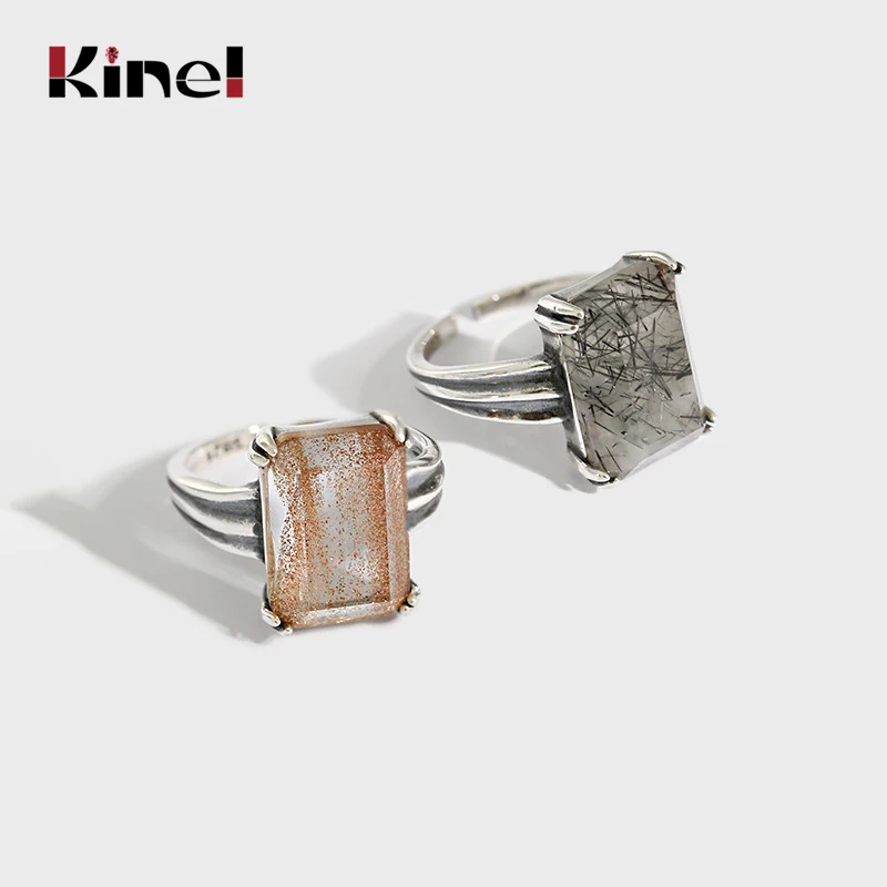 Kinel High Quality 100% Silver 925 Jewelry Square Golden Sandstone Black Crystals Natural Stone Rings for Women Gift 2021 New
Kinel High Quality 100% Silver 925 Jewelry Square Golden Sandstone Black Crystals Natural Stone Rings for Women Gift 2021 New