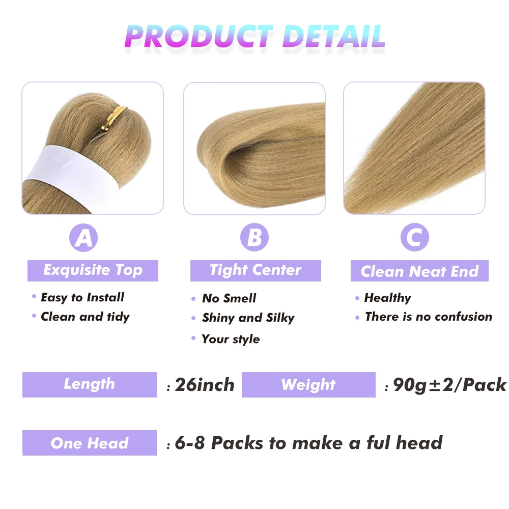 26" Pre Stretched Colored Easy Braiding Hair Jumbo Itch Synthetic Ombre Crochet Braid Texture Hair Extensions Yaki
26" Pre Stretched Colored Easy Braiding Hair Jumbo Itch Synthetic Ombre Crochet Braid Texture Hair Extensions Yaki