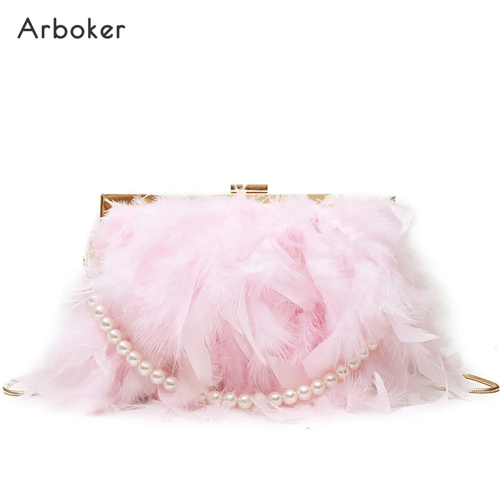 Ostrich Feather Evening Bag Women Fur Day Clutch Pearl Chain Shoulder Bags Luxury Ladies Wedding Purse Designer Pink Hand Bag
Ostrich Feather Evening Bag Women Fur Day Clutch Pearl Chain Shoulder Bags Luxury Ladies Wedding Purse Designer Pink Hand Bag