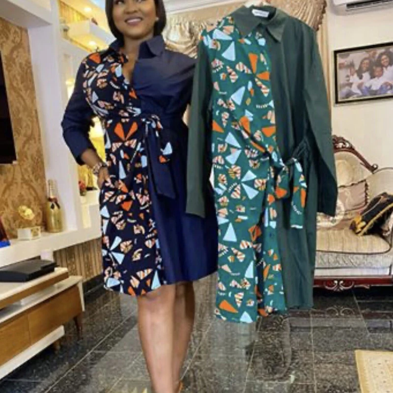 2020 Elegant Women Shirt Dress Long Sleeve Turn-down Collar Single Breasted Patchwork Printed Office Ladyies Dress
2020 Elegant Women Shirt Dress Long Sleeve Turn-down Collar Single Breasted Patchwork Printed Office Ladyies Dress