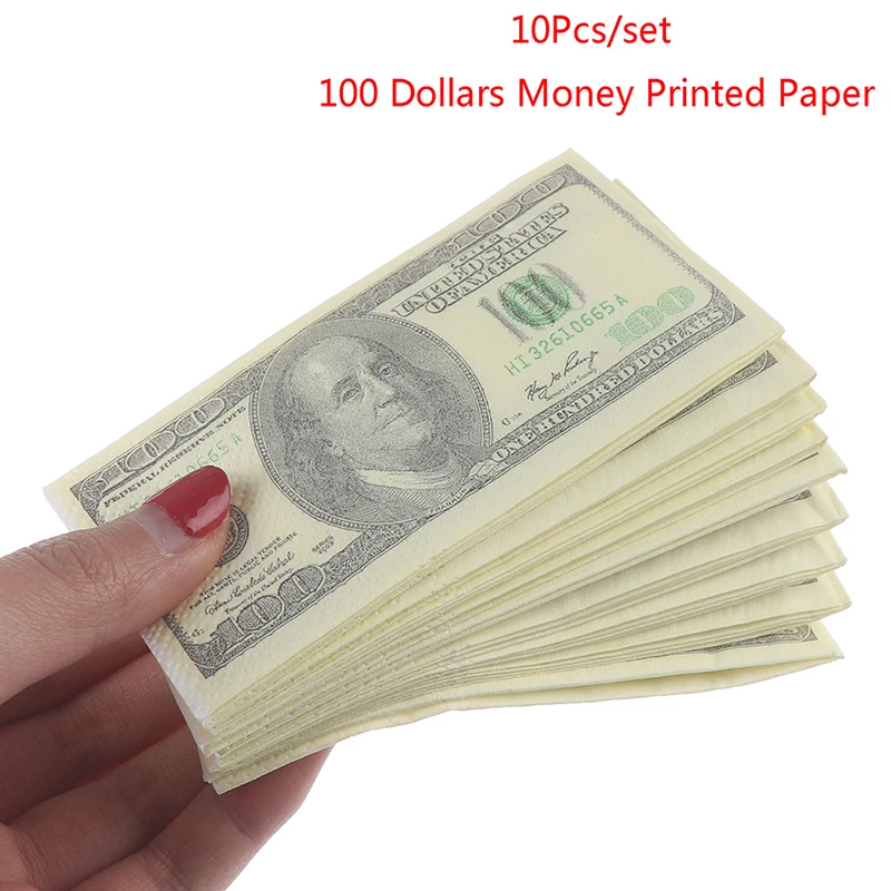 High Quality 10 Pcs/Set Creative Funny 100 Dollars Money Printed Paper Napkins Thick Toilet Tissue Paper Party Supplies
High Quality 10 Pcs/Set Creative Funny 100 Dollars Money Printed Paper Napkins Thick Toilet Tissue Paper Party Supplies