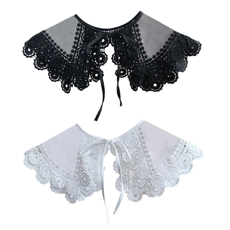 Double Layer Embroidery Floral Trim Fake Collar Big Shawl Wrap Women Sheer Lace Decor Necklace Lapel Half Shirt Mini Capelet 
Double Layer Embroidery Floral Trim Fake Collar Big Shawl Wrap Women Sheer Lace Decor Necklace Lapel Half Shirt Mini Capelet