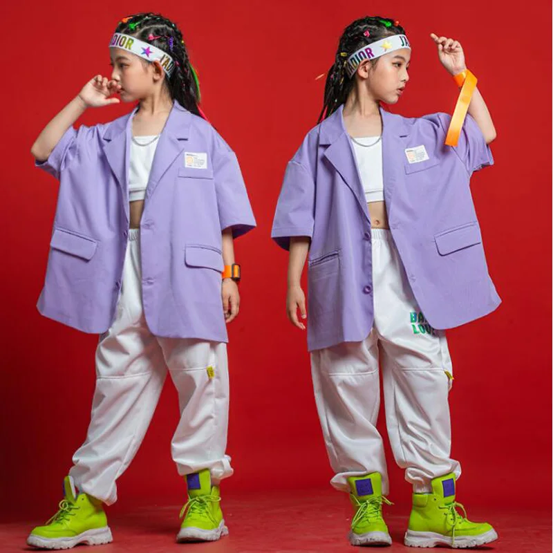 Kids Hip Hop Clothing Purple Blazer White Tube Top T Shirt Streetwear Pants For Girl Boys Jazz Dance Wear Costume Clothes Set
Kids Hip Hop Clothing Purple Blazer White Tube Top T Shirt Streetwear Pants For Girl Boys Jazz Dance Wear Costume Clothes Set