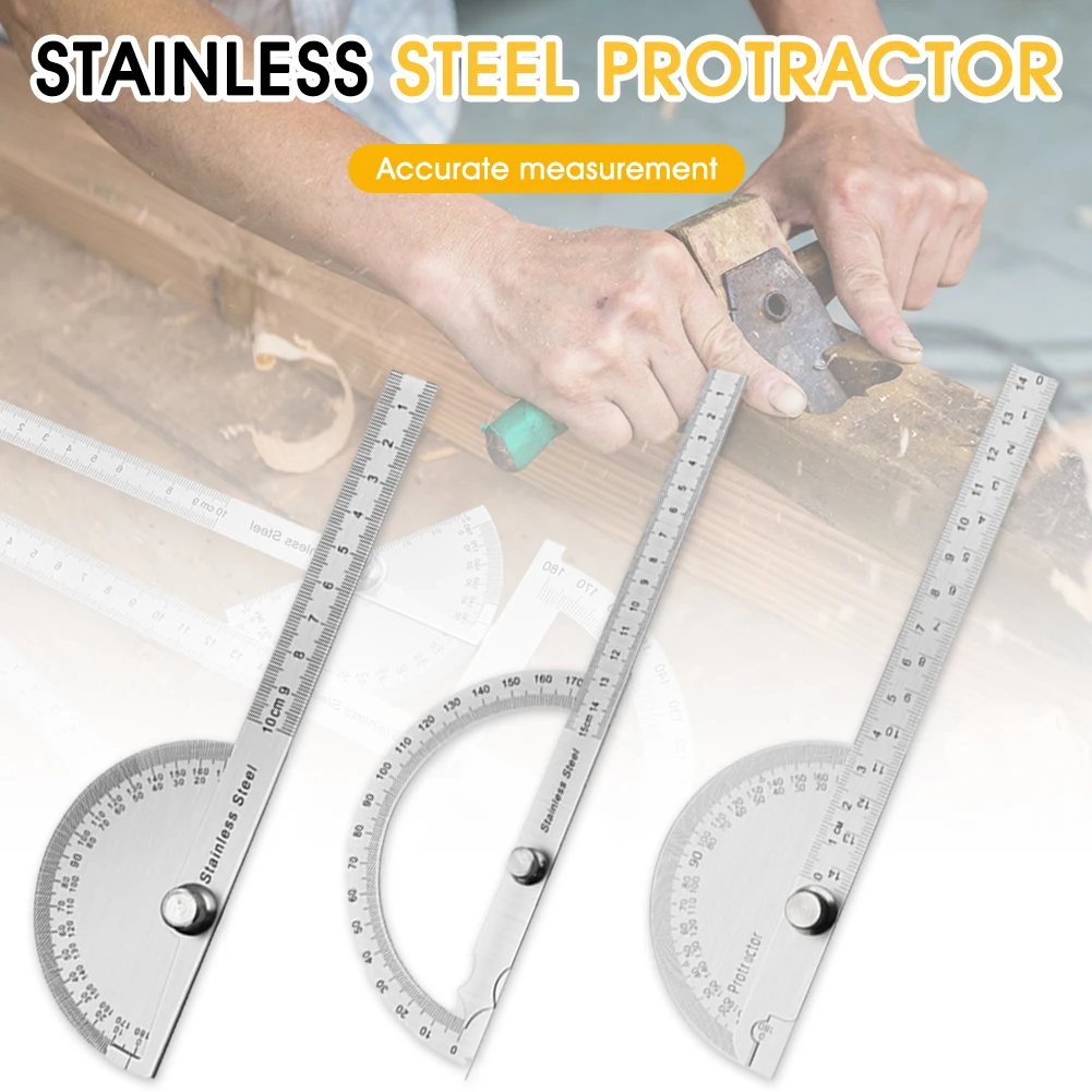 180 Degree Stainless Steel Protractor Angle Finder Rotary Ruler Adjustable Dividing Gauge for Woodworking Measuring Angles
180 Degree Stainless Steel Protractor Angle Finder Rotary Ruler Adjustable Dividing Gauge for Woodworking Measuring Angles
