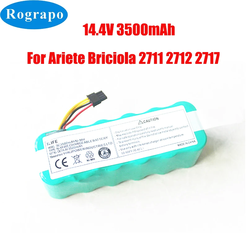 New 14.4V 3500mAh NI-MH Battery Pack For Ariete Briciola 2711 2712 2717 Robot Vacuum Cleaner Accumulator
New 14.4V 3500mAh NI-MH Battery Pack For Ariete Briciola 2711 2712 2717 Robot Vacuum Cleaner Accumulator