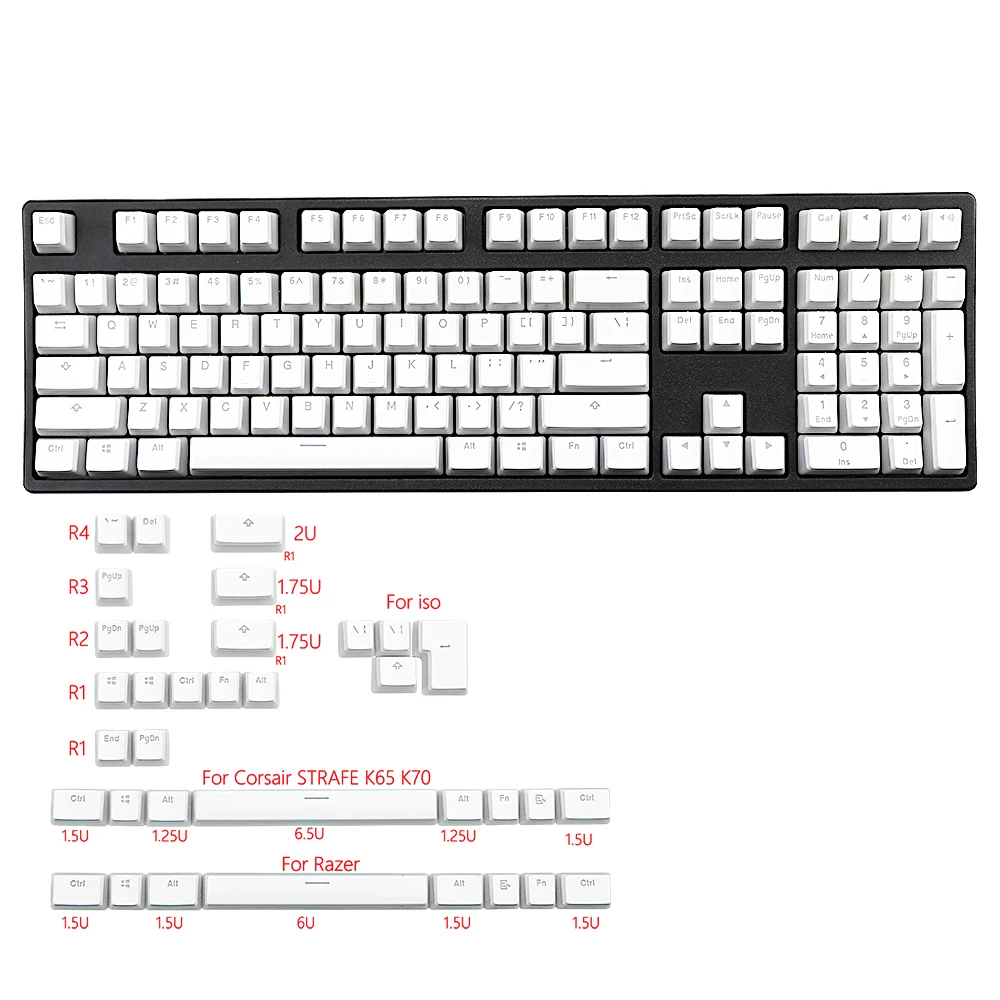 

pudding pbt doubleshot keycap oem light mechanical keyboards gh60 poker 84 tkl 108 iso Razer Corsair STRAFE K65 K70