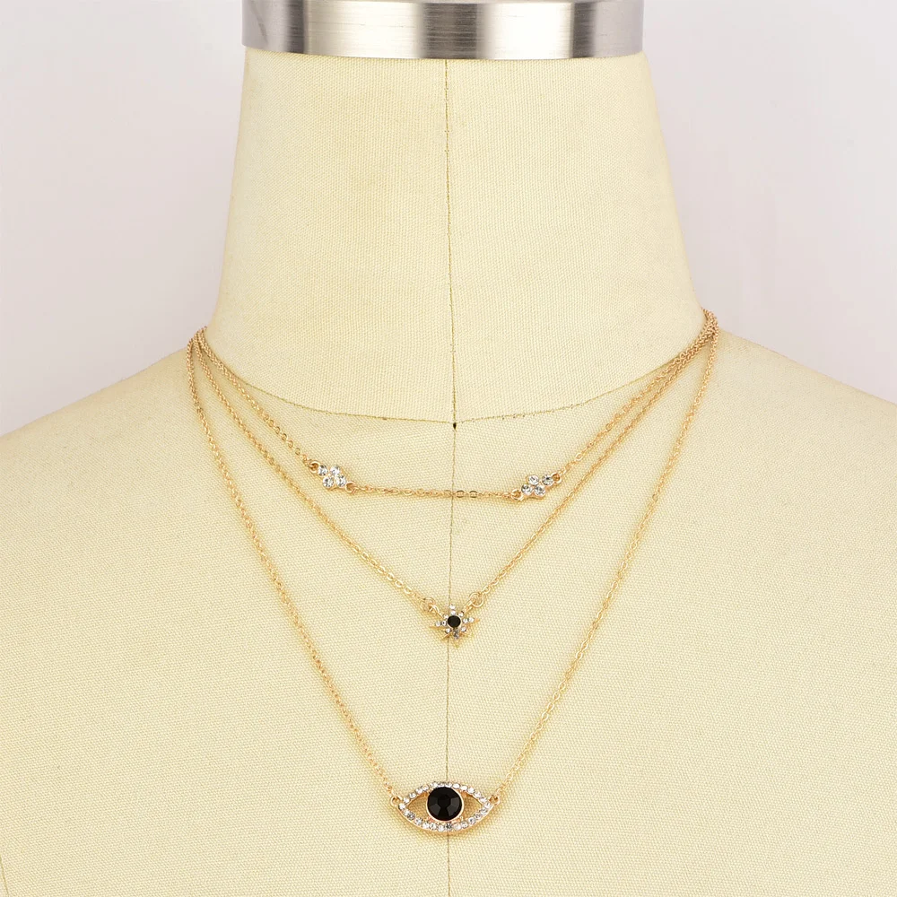 Fashion fashion temperament personality full diamond eyes multi layer women's Necklace New a0149
Fashion fashion temperament personality full diamond eyes multi layer women's Necklace New a0149