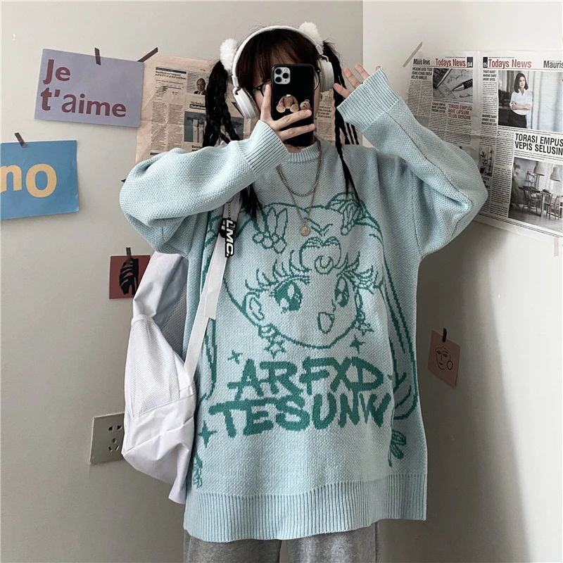 Kawaii Anime Sweater Women Harajuku Pullover Autumn Fashion Ladies Sweater Round Neck Long Sleeve Student Oversized Sweater
Kawaii Anime Sweater Women Harajuku Pullover Autumn Fashion Ladies Sweater Round Neck Long Sleeve Student Oversized Sweater