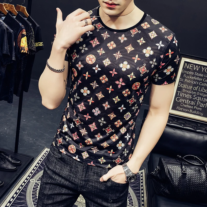 New summer men's fashion high-quality round neck short-sleeved T-shirt men's ice silk fabric printed street muscle men's T-shirt
New summer men's fashion high-quality round neck short-sleeved T-shirt men's ice silk fabric printed street muscle men's T-shirt