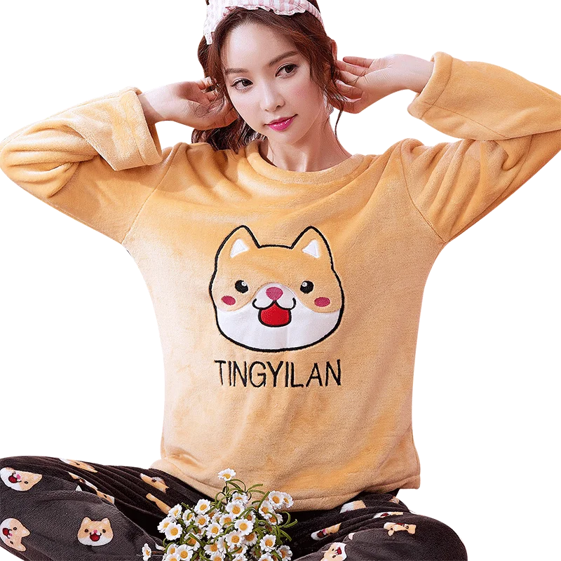 H6016 Pajamas Women Autumn Winter Thickened Flannel Long Sleeve Sleepwear Female Coral Velvet Lovely Casual Thermal Nightwear
H6016 Pajamas Women Autumn Winter Thickened Flannel Long Sleeve Sleepwear Female Coral Velvet Lovely Casual Thermal Nightwear