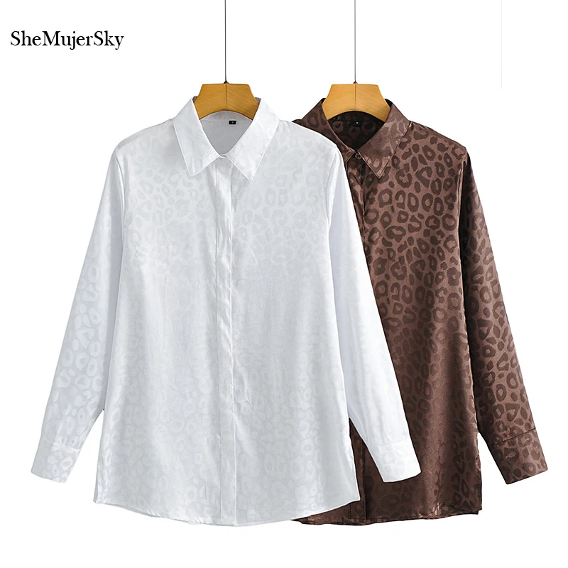 SheMujerSky Women Long Sleeve Single Breasted Satin Blouses 2021 White Satin Leopard Tops Casual Elegant Shirts
SheMujerSky Women Long Sleeve Single Breasted Satin Blouses 2021 White Satin Leopard Tops Casual Elegant Shirts