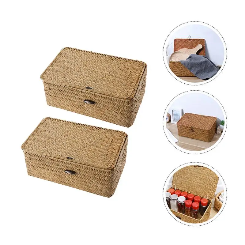2pcs Seaweed Storage Box Durable Practical Woven Basket Storage Basket for Clothes Room Home
2pcs Seaweed Storage Box Durable Practical Woven Basket Storage Basket for Clothes Room Home