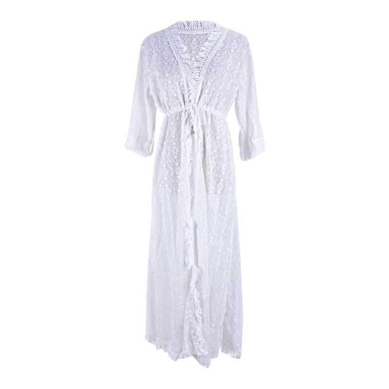 Summer 2020 New Lace Long Shirts Women Tassels Sexy Solid Color Ladies Blouses Beach Sunscreen Women Clothing U752 
Summer 2020 New Lace Long Shirts Women Tassels Sexy Solid Color Ladies Blouses Beach Sunscreen Women Clothing U752