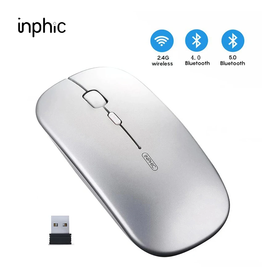 Беспроводная оптическая USB мышь INPHIC PM1 2 4 ГГц бесшумная перезаряжаемая bluetooth для