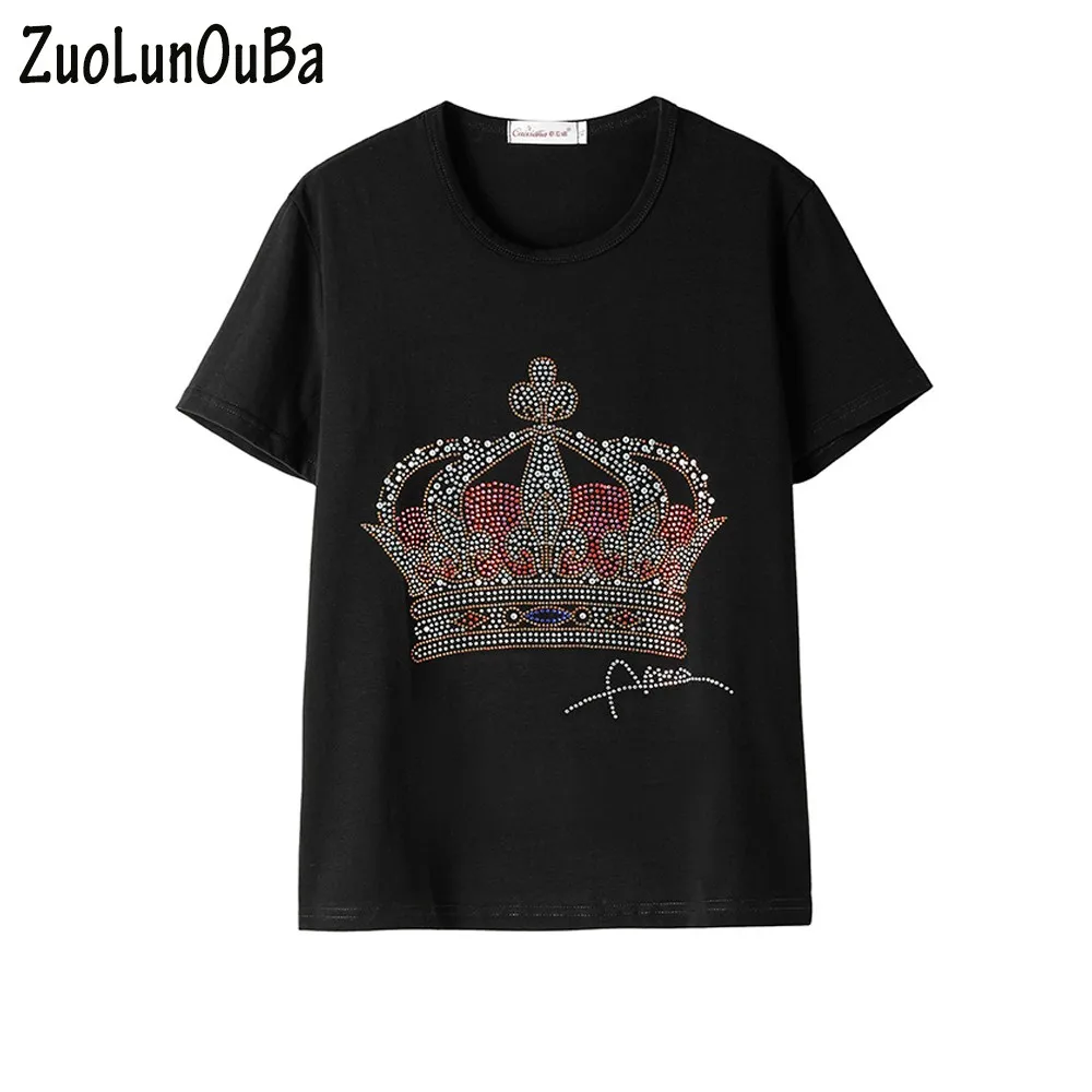 ZuoLunOuBa Summer Fashion Women T Shirt Crown Hot Diamond Decoration Loose Plus Size Short Sleeve Round Neck Tees Tops
ZuoLunOuBa Summer Fashion Women T Shirt Crown Hot Diamond Decoration Loose Plus Size Short Sleeve Round Neck Tees Tops