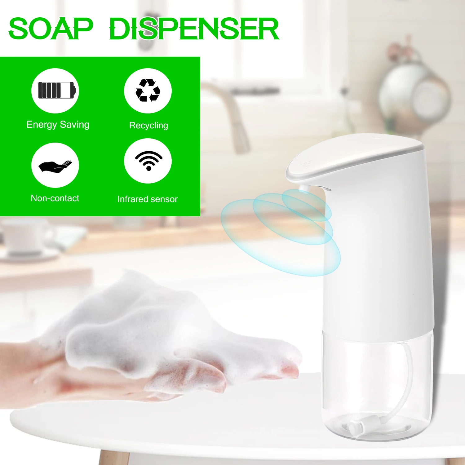 Automatic Soap Dispenser Touchless Induction Sensor Soap Bottle Foam Dispenser Soap for Home School Hotel Shopping Center
Automatic Soap Dispenser Touchless Induction Sensor Soap Bottle Foam Dispenser Soap for Home School Hotel Shopping Center
