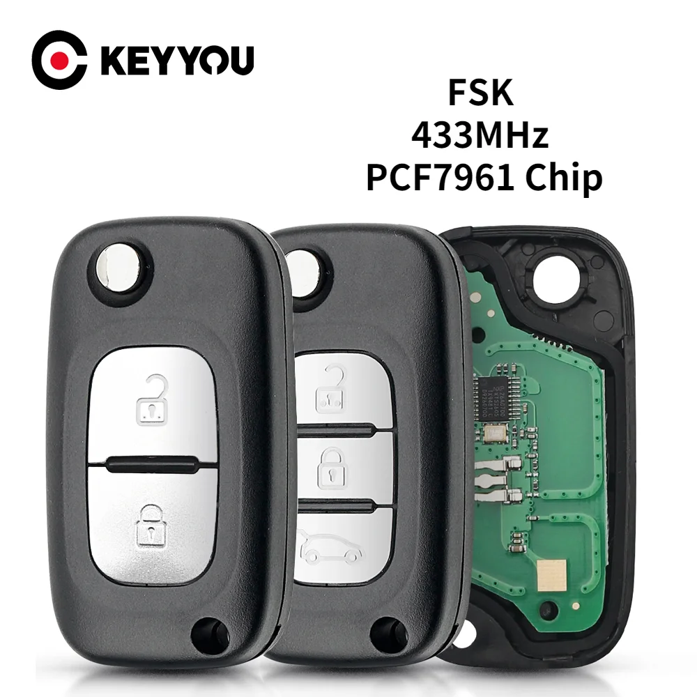 KEYYOU 2/3 BTN 433MHz PCF7961 Chip Remote Car Key For Renault Clio III 3 Kangoo Master Modus Twingo 2006-2016 7701210033 | Автомобили и