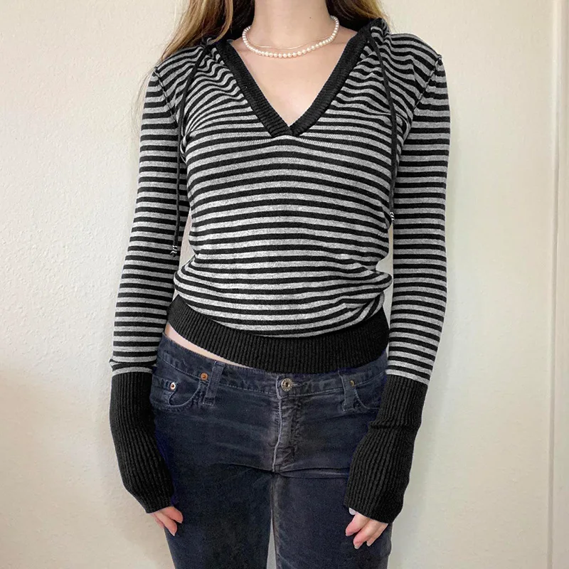 2022 Winter Spring Casual Warm V-neck Winter Women Sweater Long-sleeved Female Knitted Jumpers Stripe Hooded Sweater Knit Tops
2022 Winter Spring Casual Warm V-neck Winter Women Sweater Long-sleeved Female Knitted Jumpers Stripe Hooded Sweater Knit Tops