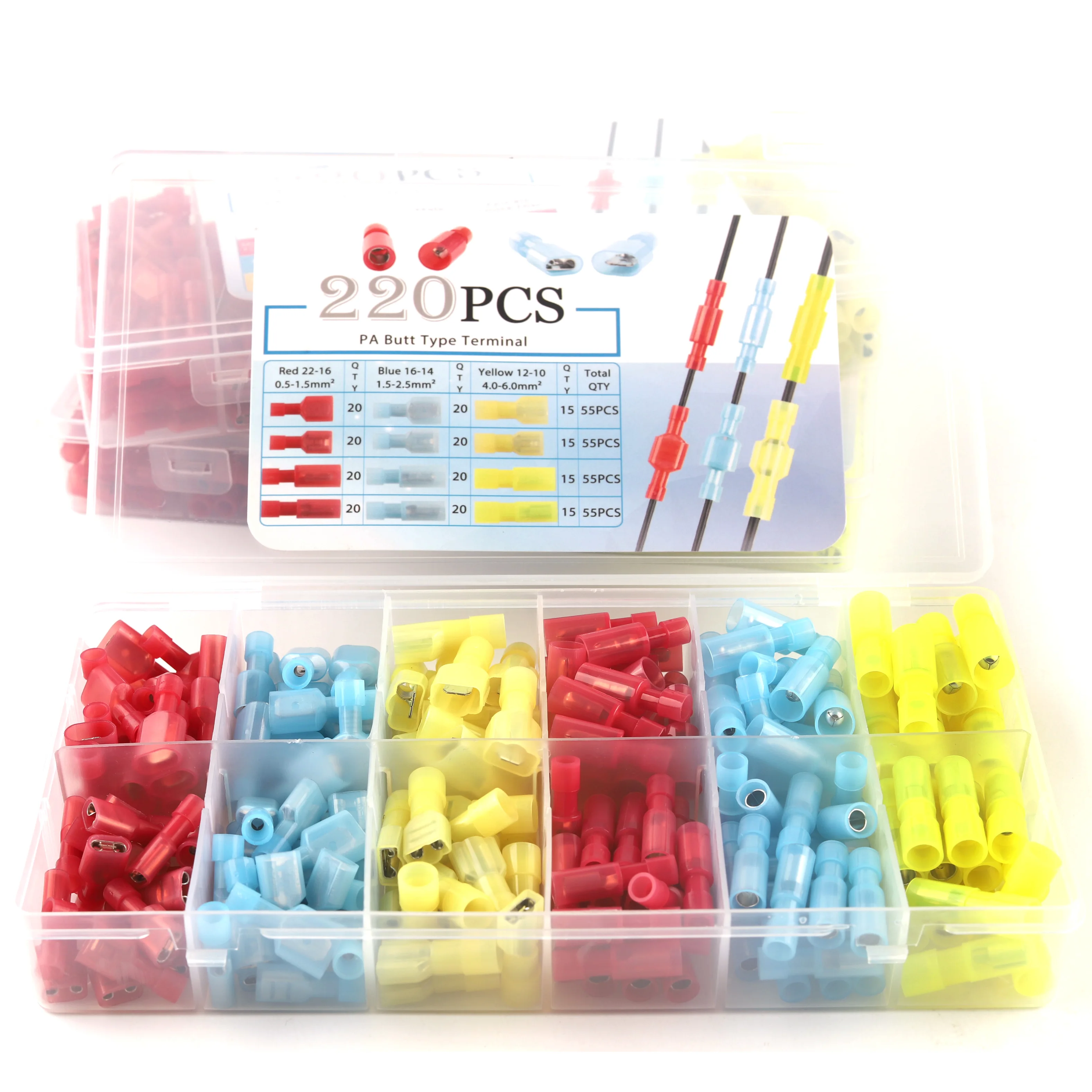 220PCS BoxedNylon Insulated Spade/bullet Butt Crimp Termina Male Female Wire Connector Wire Terminals Splicing Connectors Kit
220PCS BoxedNylon Insulated Spade/bullet Butt Crimp Termina Male Female Wire Connector Wire Terminals Splicing Connectors Kit